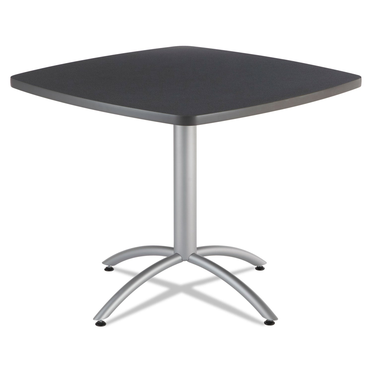 Iceberg CafeWorks Table, Cafe-Height, Square Top, 36w x 36d x 30h, Graphite Granite/Silver