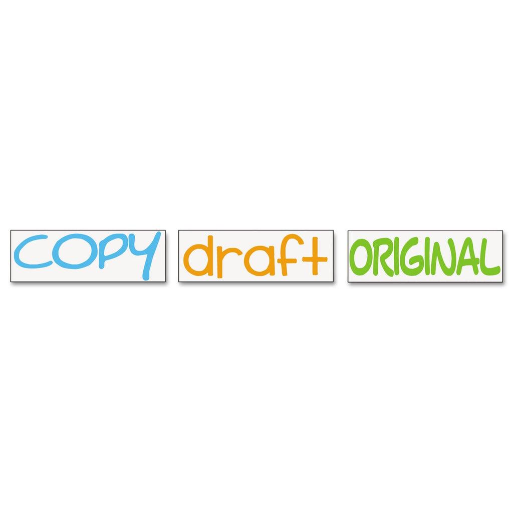 Trodat Interlocking Stack Stamp, COPY, DRAFT, ORIGINAL, 1.81" x 0.63", Assorted Fluorescent Ink