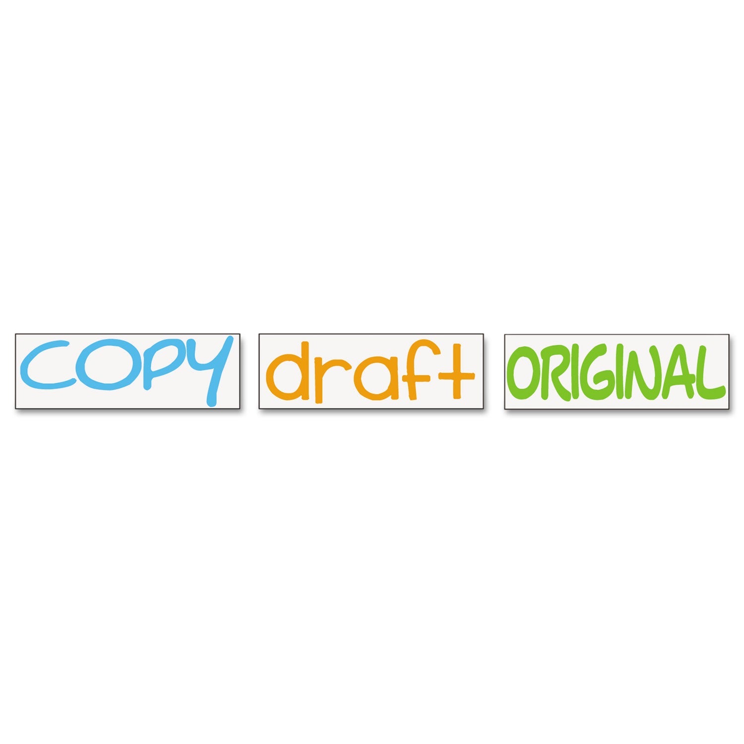 Trodat Interlocking Stack Stamp, COPY, DRAFT, ORIGINAL, 1.81" x 0.63", Assorted Fluorescent Ink