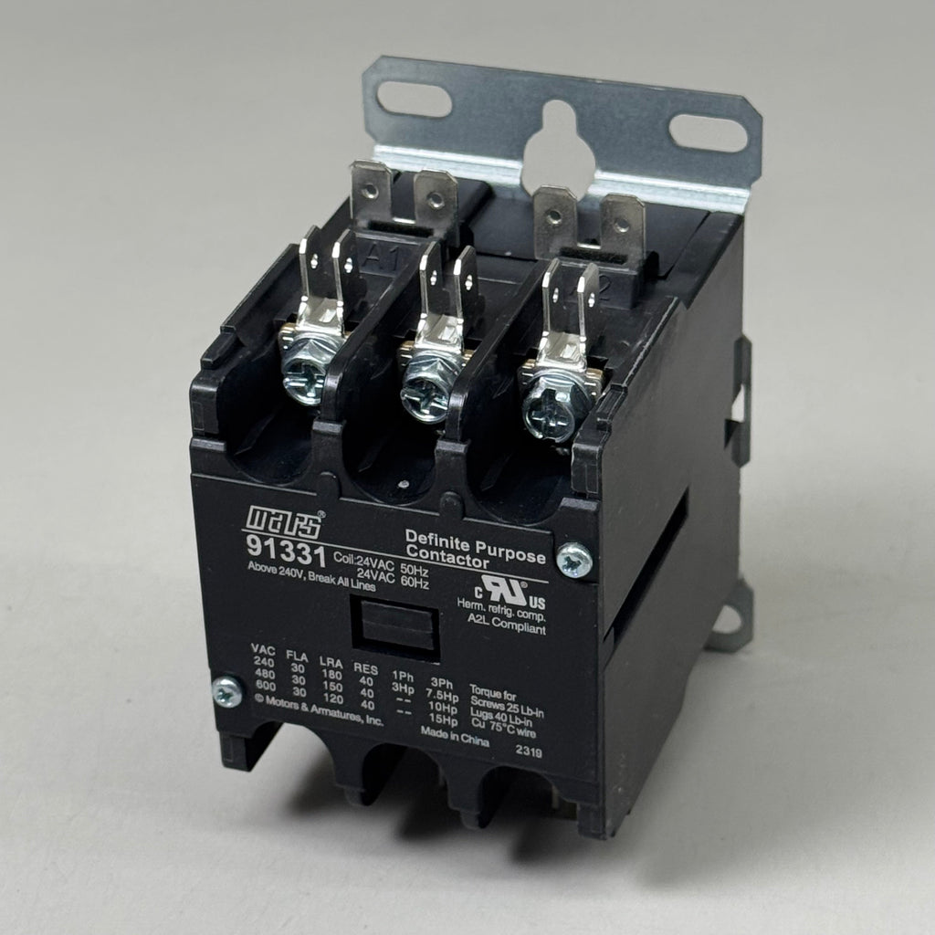 MARS Definite Purpose Contractor 3-Pole 30 Full Load AMP 24 VAC Coil Volt 91331