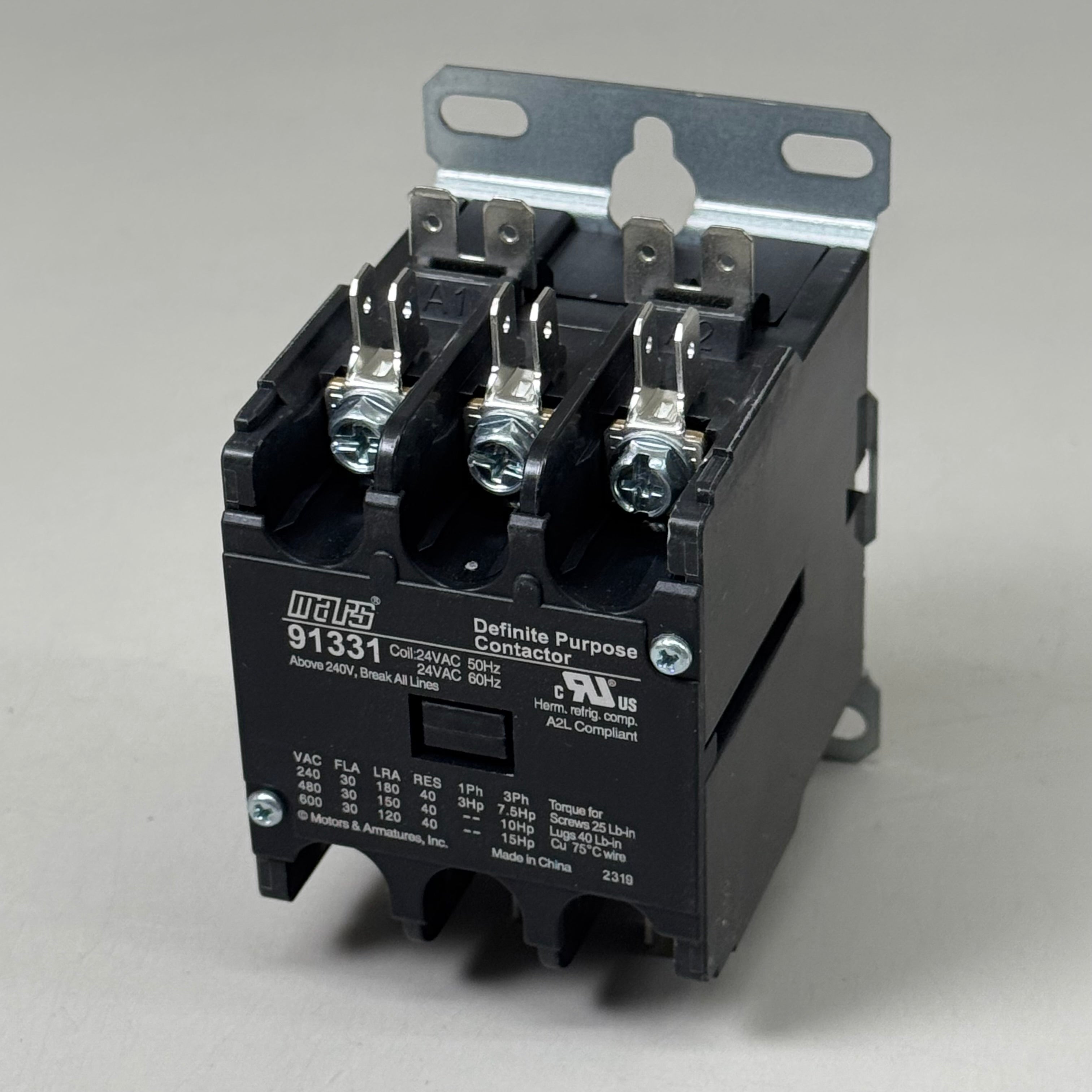 MARS Definite Purpose Contractor 3-Pole 30 Full Load AMP 24 VAC Coil Volt 91331