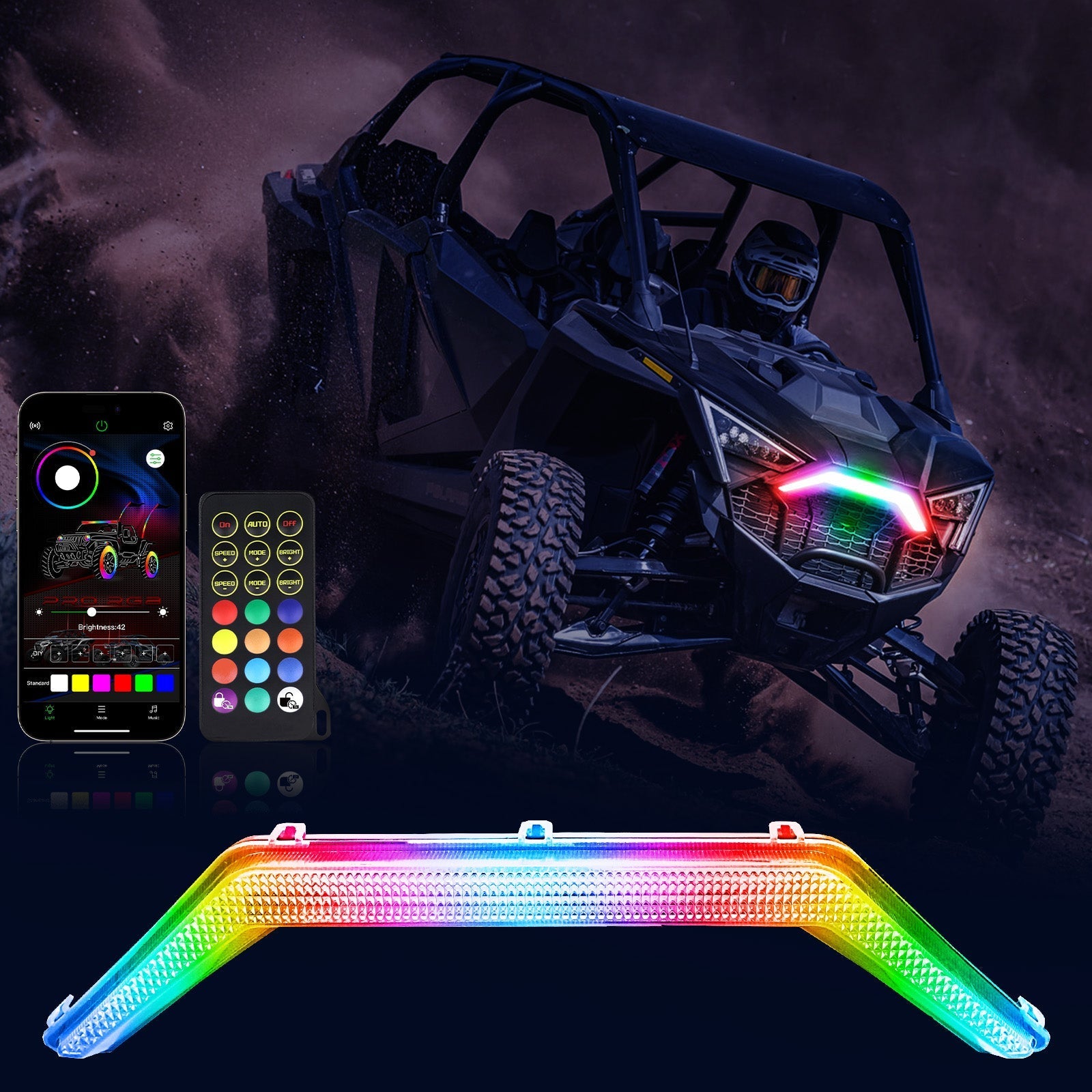 Xprite RGB RZR PRO Front Accent Light Compatible with 2020-2024 Polaris