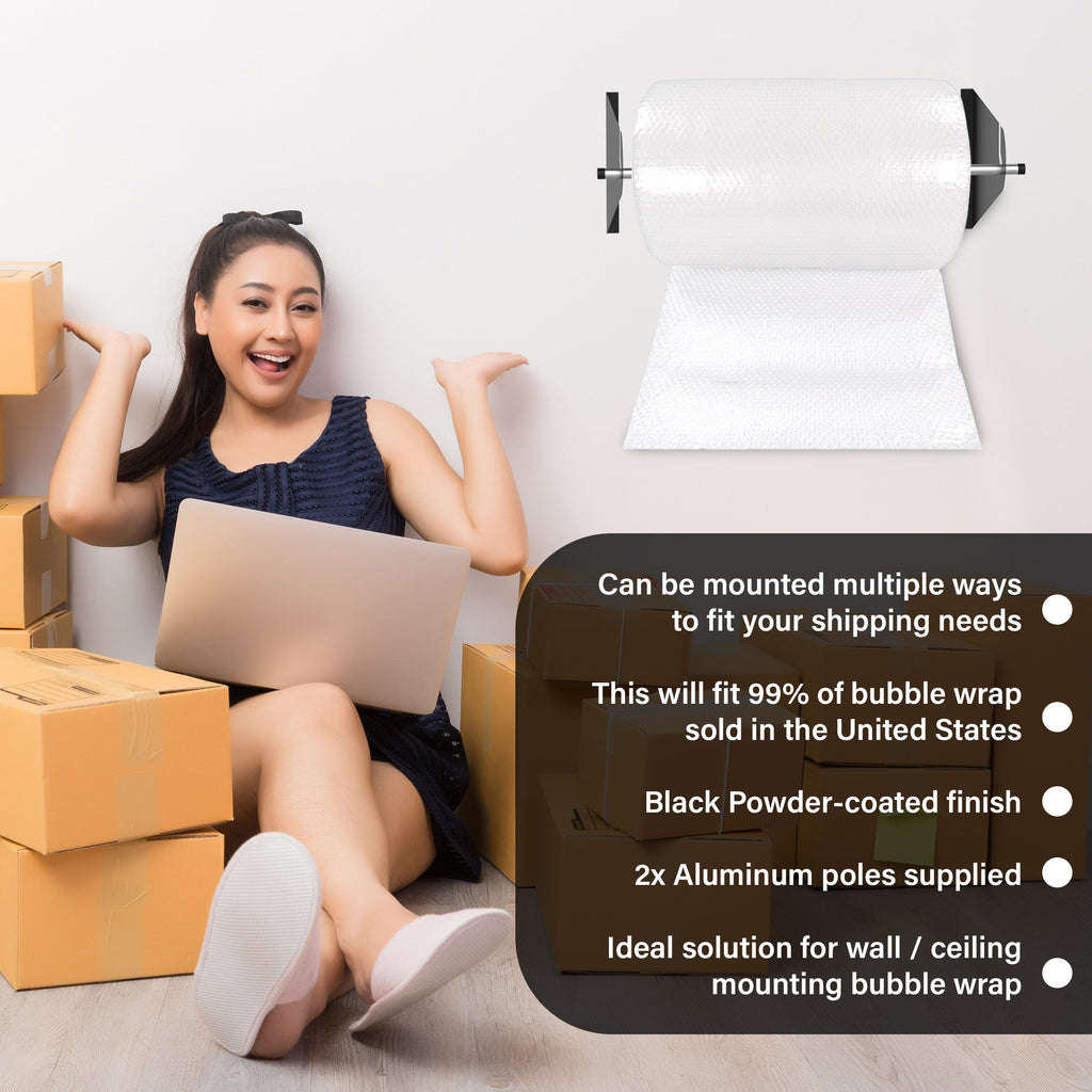 Wall/Ceiling Mount Dispenser Holder Brackets for Bubble Wrap Foam Rolls Packing