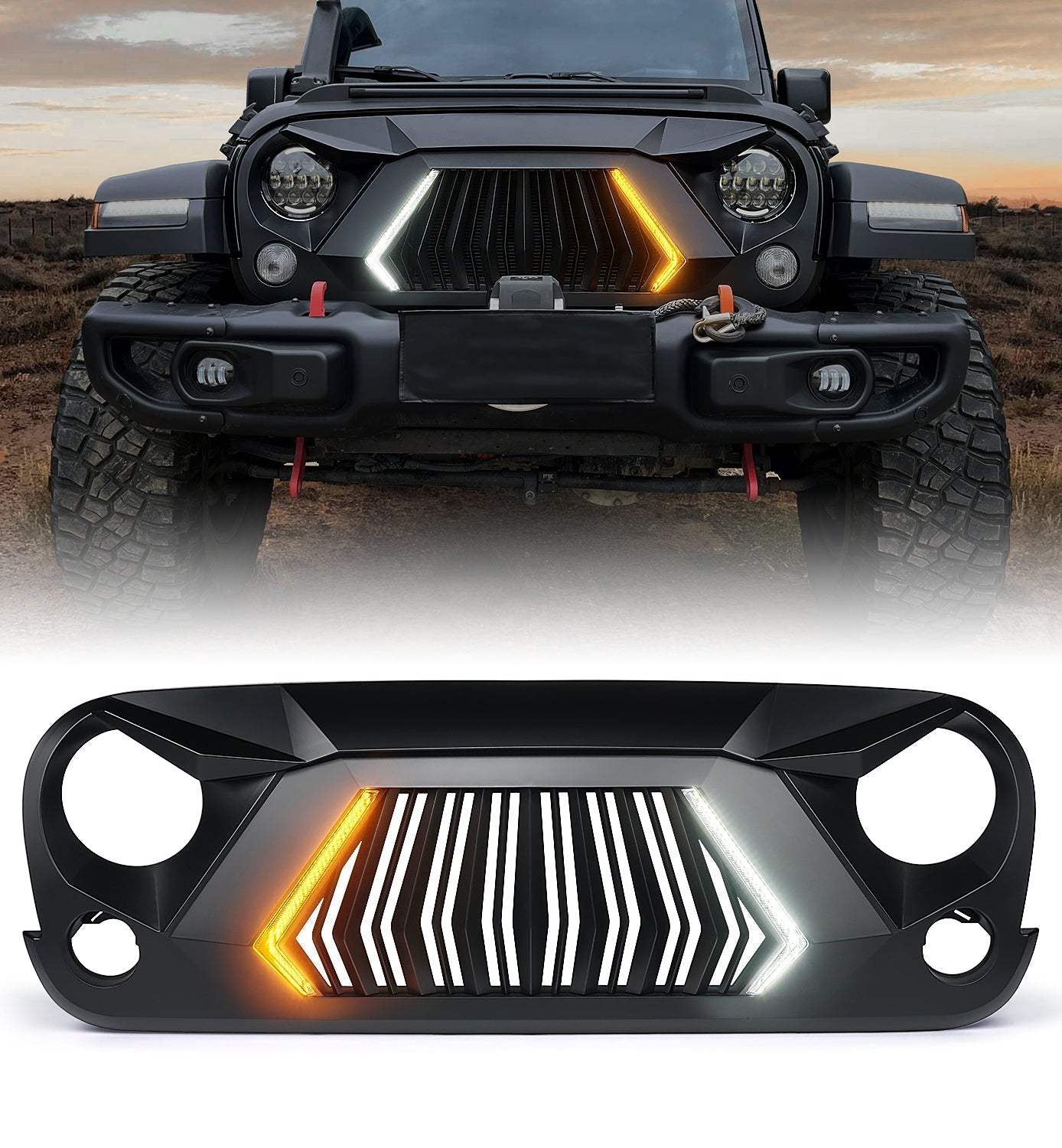 Xprite Grille with Turn Signal Lights 2007-2018 Wrangler JK