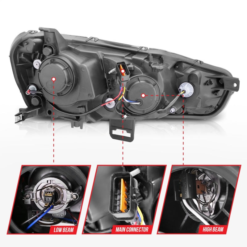 Anzo 2008-2015 Mitsubishi Lancer Projector Headlights w/ Halo Chrome (CCFL)