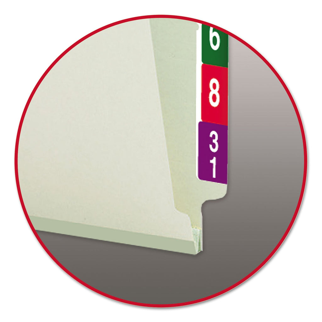 Smead End Tab Pressboard Classification Folders with Two SafeSHIELD Coated Fasteners, 1" Expansion, Letter Size, Gray-Green, 25/Box