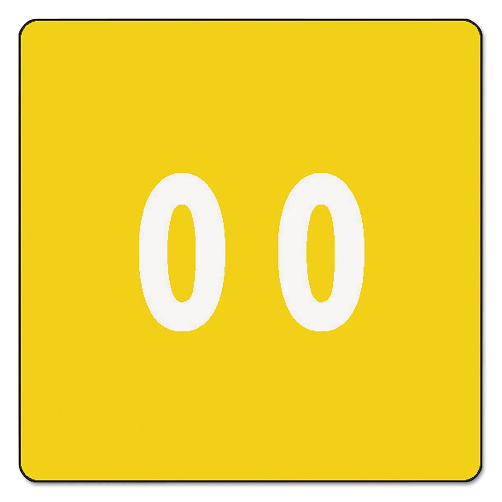 Smead Numerical End Tab File Folder Labels, 0, 1.5 x 1.5, Yellow, 250/Roll