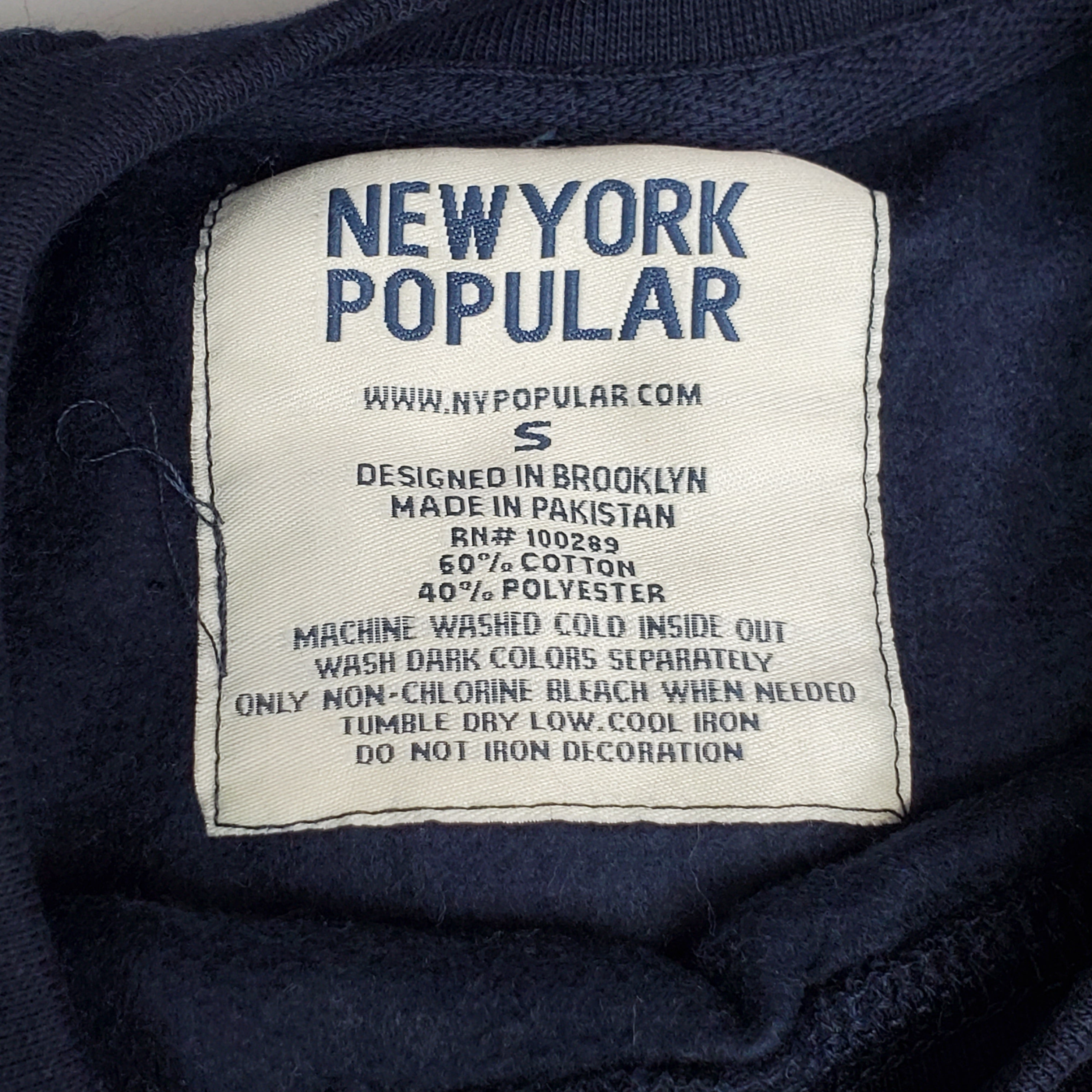 NEW YORK POPULAR Baltimore Crew Neck Pullover Sweater Navy Blue SZ S NY253