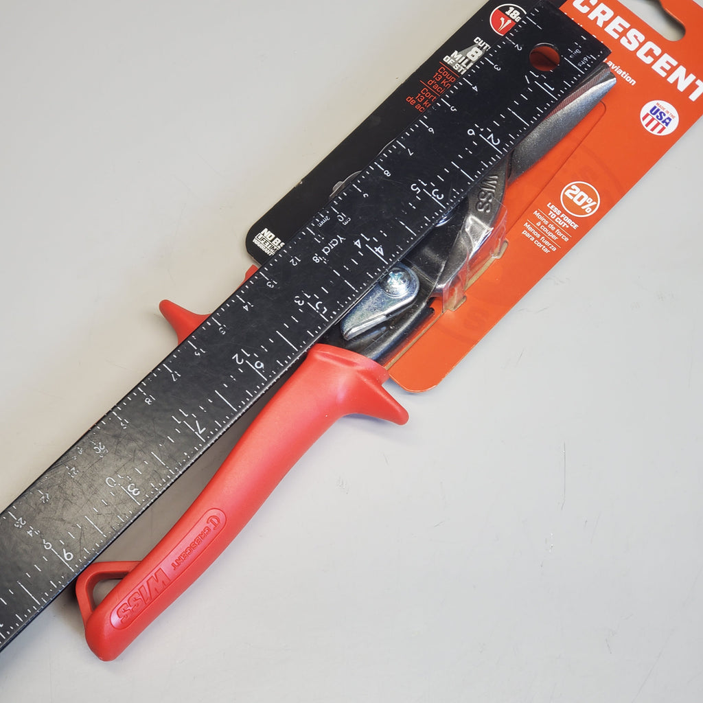 WISS Crescent Straight and Left Cut Aviation Snips Red Handle 9" M1R