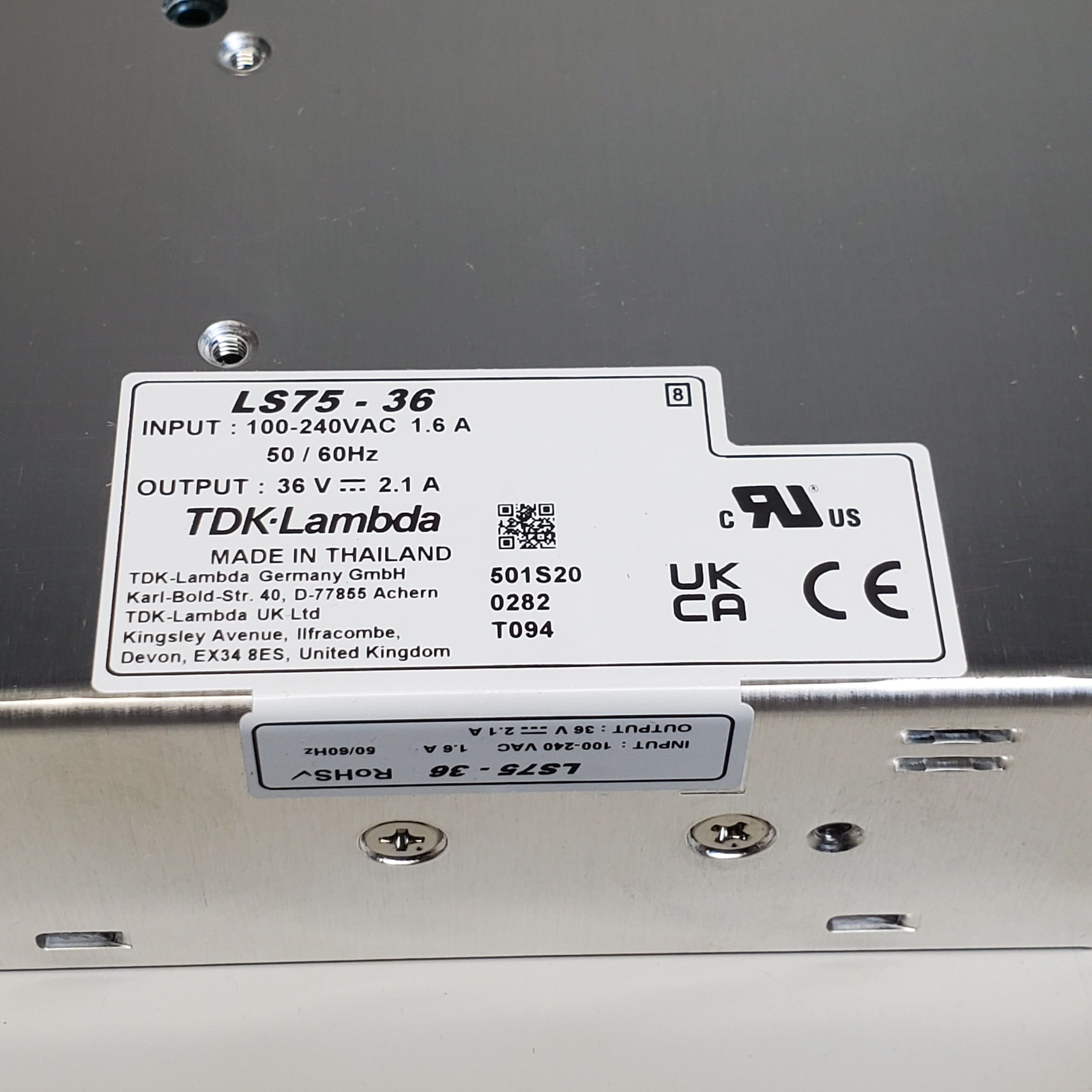 TDK Lambda Switching Power Supply 36V 2.1A 100-240VAC 50/60HZ LS75-36