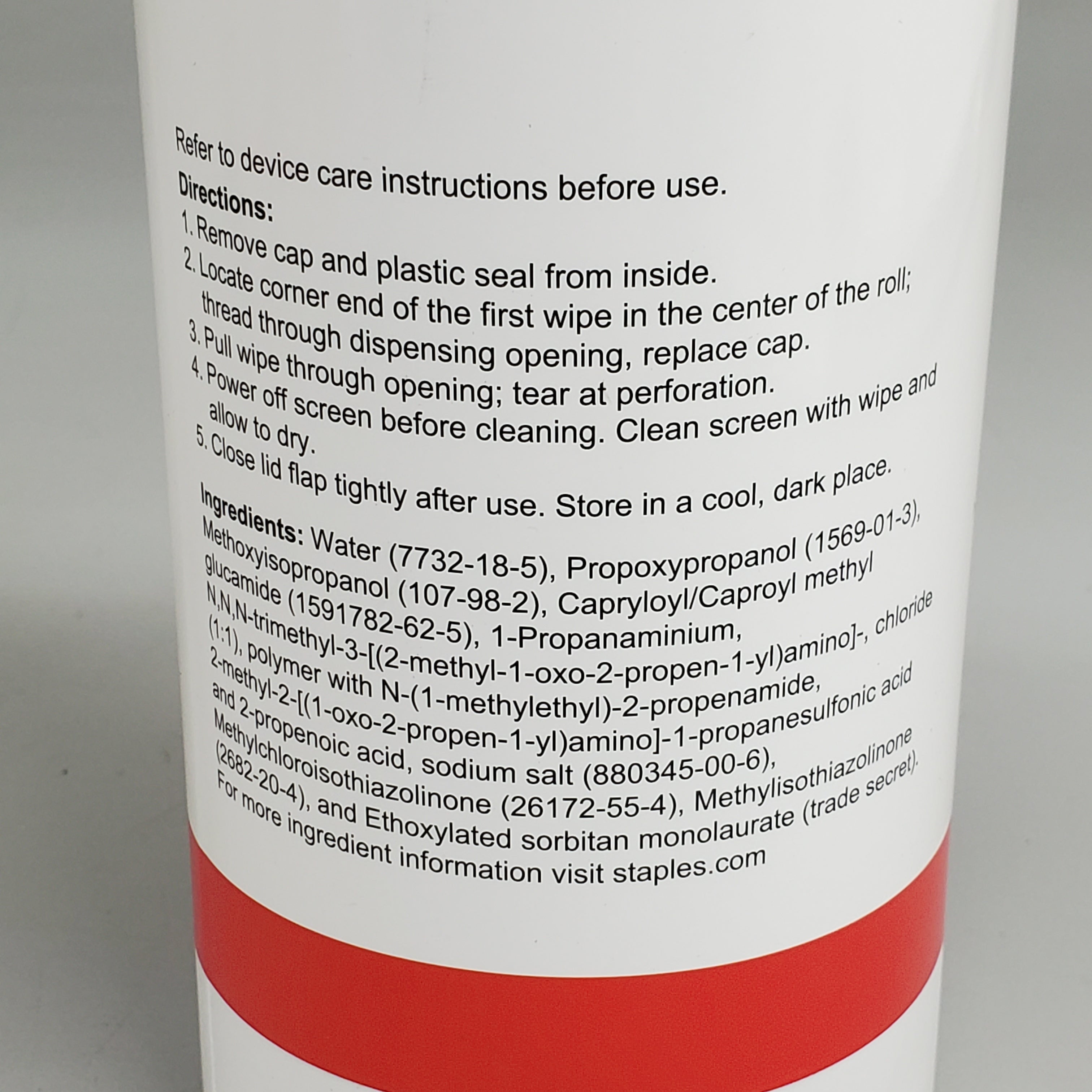 STAPLES (12 Pack) Screen Cleaning Wet Wipes 100ct 5x7" ST61848 Non-Abrasive