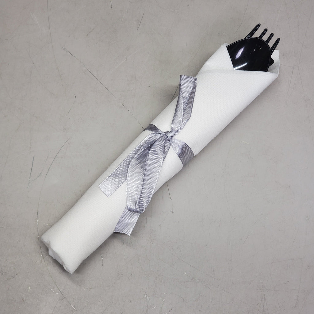 RESTAURANTWARE (100 Sets) Argento Black Plastic Cutlery Sets W/ Napkin 7.25" RWP0107LBW