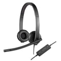 Logitech USB H570e Over-the-Head Wired Headset, Binaural, Black