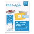 PRES-a-ply Labels, Laser Printers, 3.33 x 4, White, 6/Sheet, 100 Sheets/Box