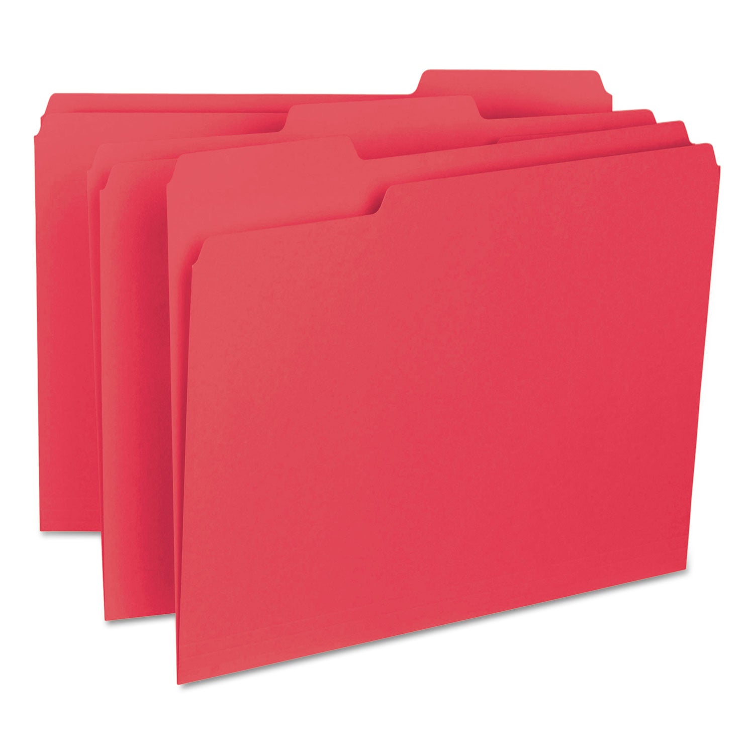 Smead Interior File Folders, 1/3-Cut Tabs: Assorted, Letter Size, 0.75" Expansion, Red, 100/Box