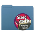 Smead Interior File Folders, 1/3-Cut Tabs: Assorted, Letter Size, 0.75" Expansion, Blue, 100/Box