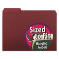 Smead Interior File Folders, 1/3-Cut Tabs: Assorted, Letter Size, 0.75" Expansion, Maroon, 100/Box