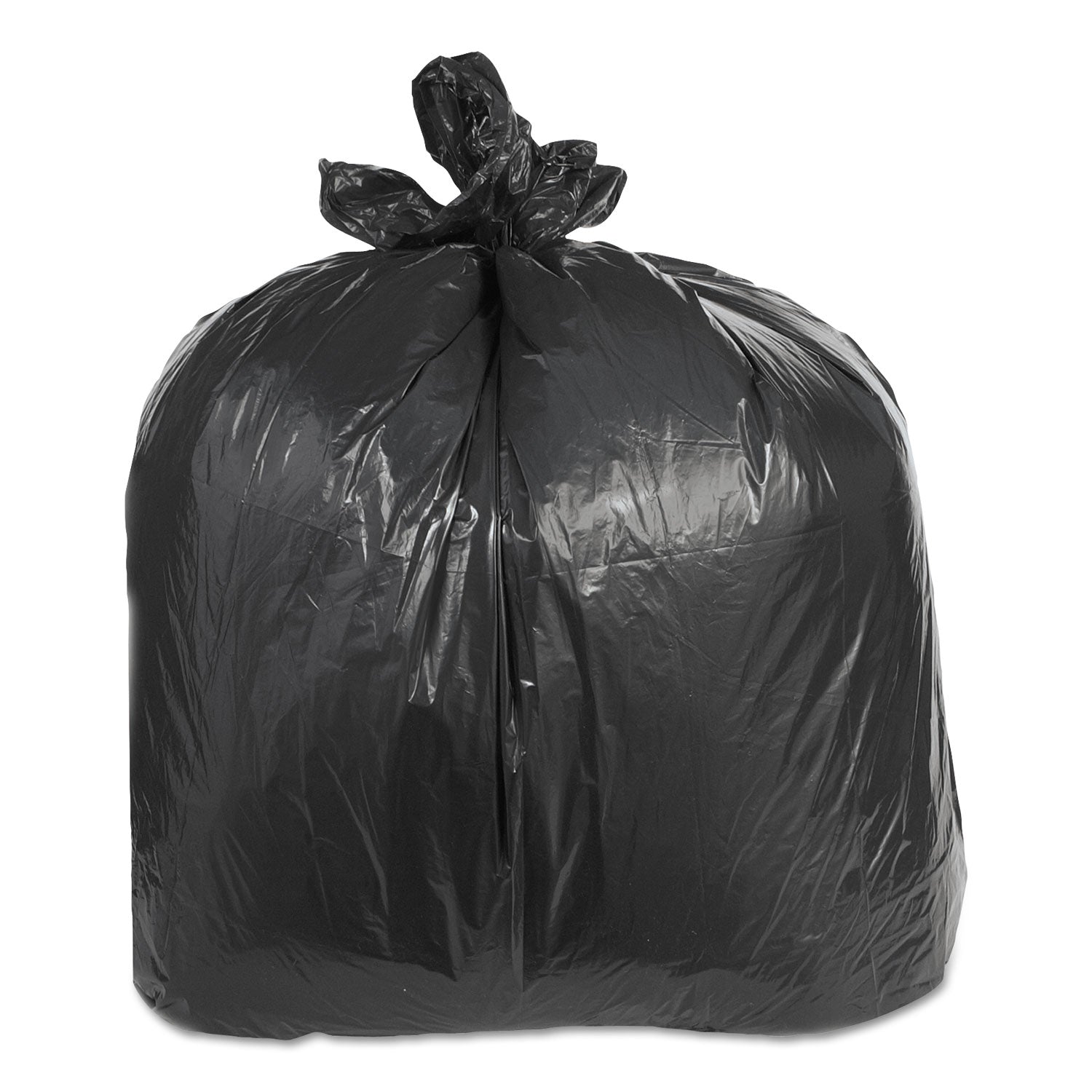 Trinity Plastics Low-Density Can Liners, 60 gal, 2.4 mil, 38" x 58", Black, 100/Carton