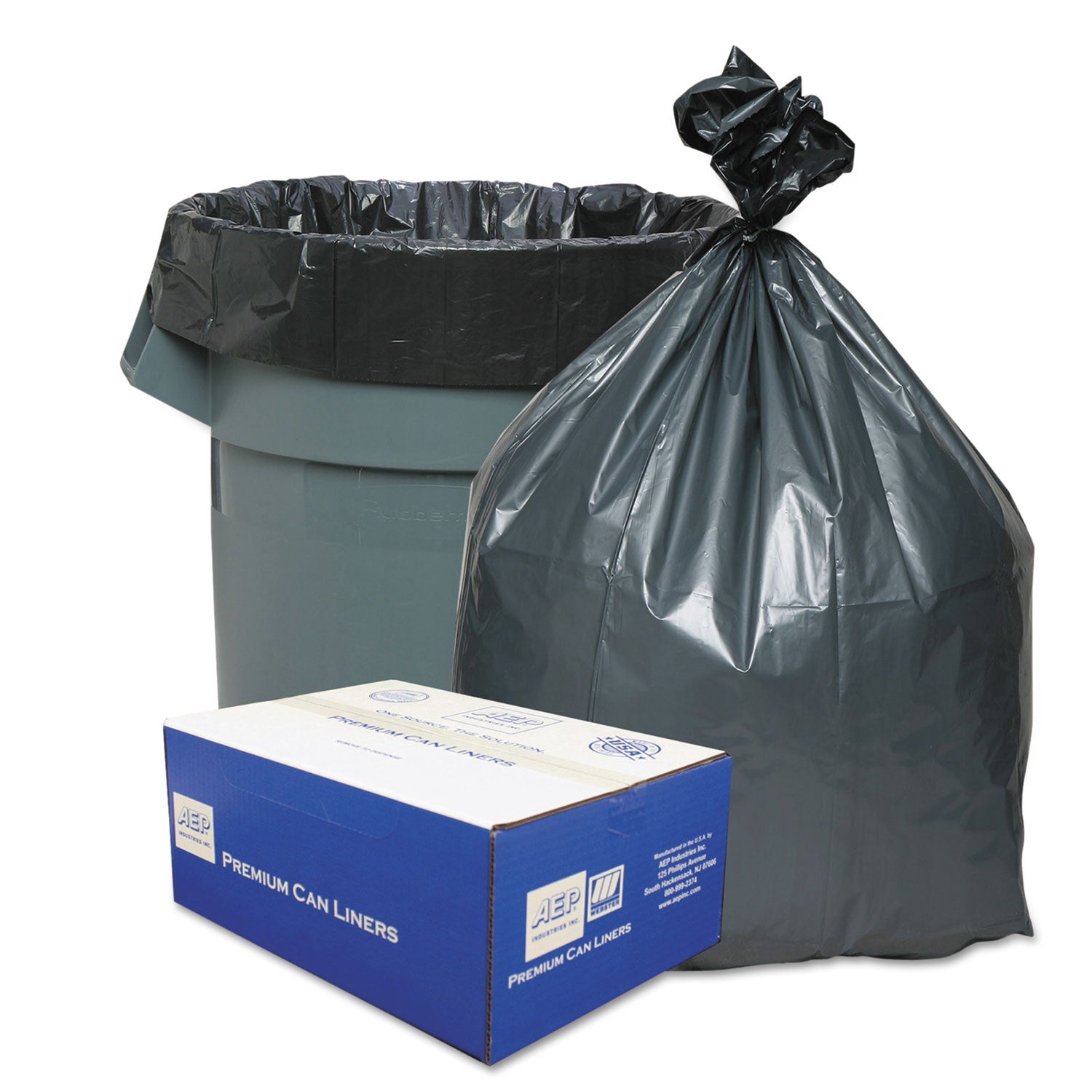 Platinum Plus Can Liners, 33 gal, 1.35 mil, 33" x 40", Gray, 100/Carton