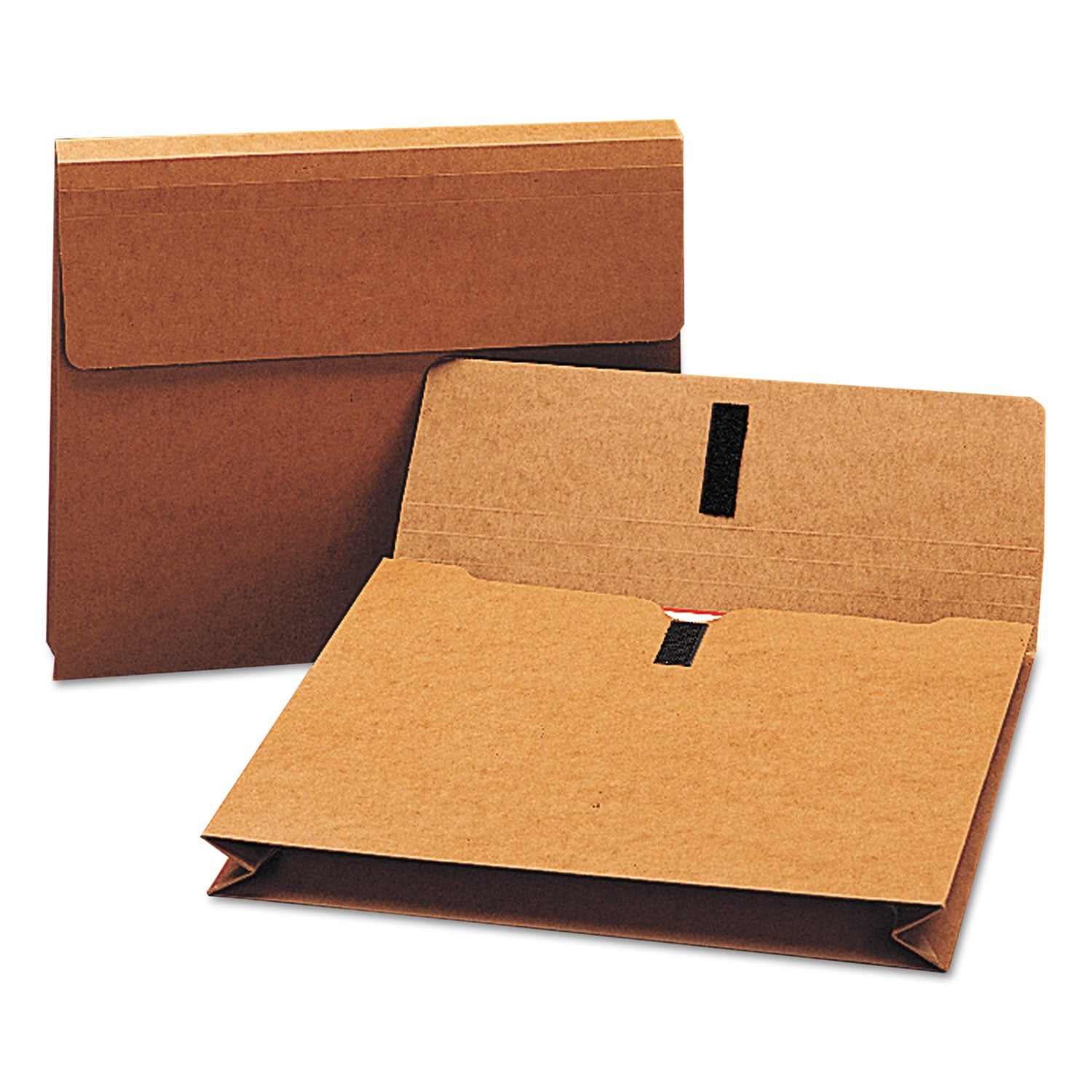 Smead Expanding Wallet with Hook and Loop Closure, 2" Expansion, 1 Section, Hook/Loop Closure, Letter Size, Redrope