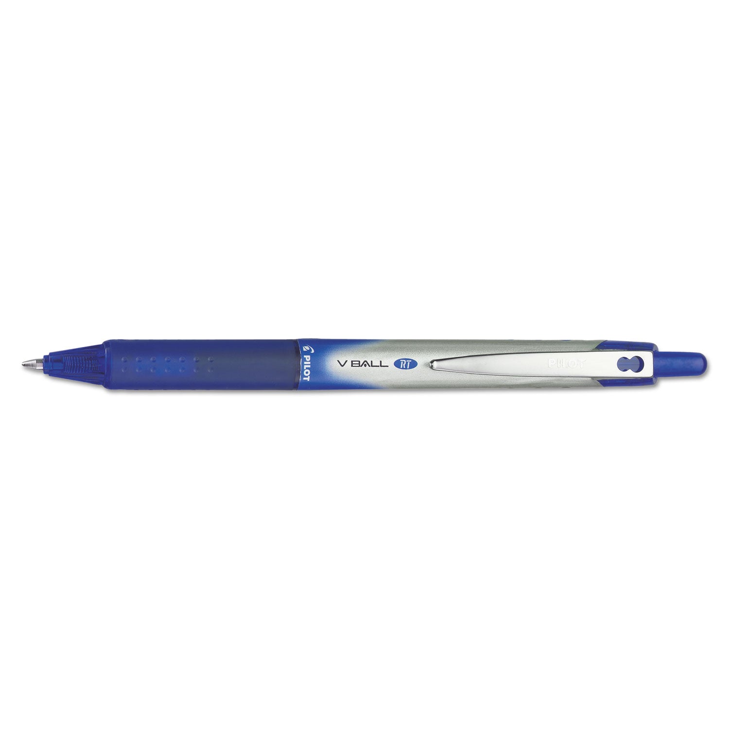 Pilot VBall RT Liquid Ink Roller Ball Pen, Retractable, Fine 0.7 mm, Blue Ink, Blue/White Barrel