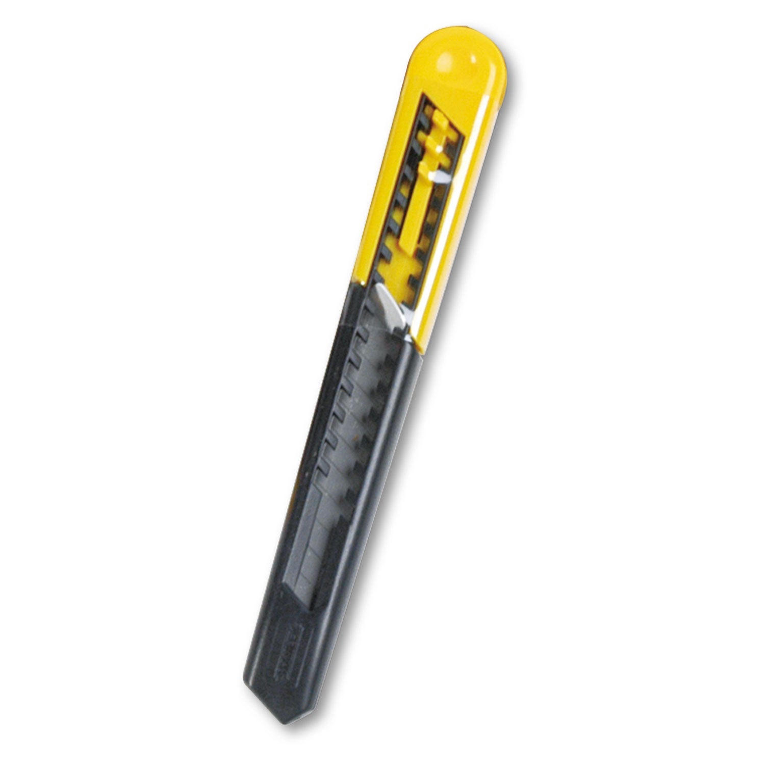 Stanley Straight Handle Knife w/Retractable 13 Point Snap-Off Blade, 9 mm Blade, 5.13" Plastic Handle, Yellow/Gray
