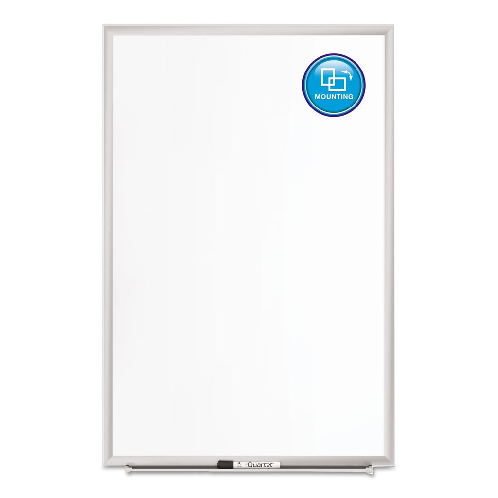 Quartet Classic Series Porcelain Magnetic Board, 48 x 36, White, Silver Alum. Frame