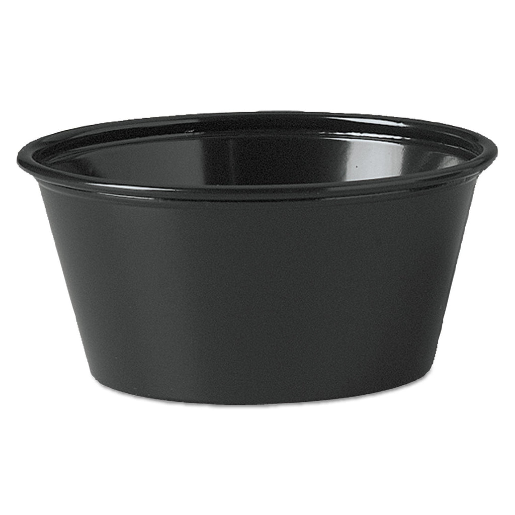 Dart Polystyrene Souffle Cups, 3.25 oz, Black, 250/Bag, 10 Bags/Carton