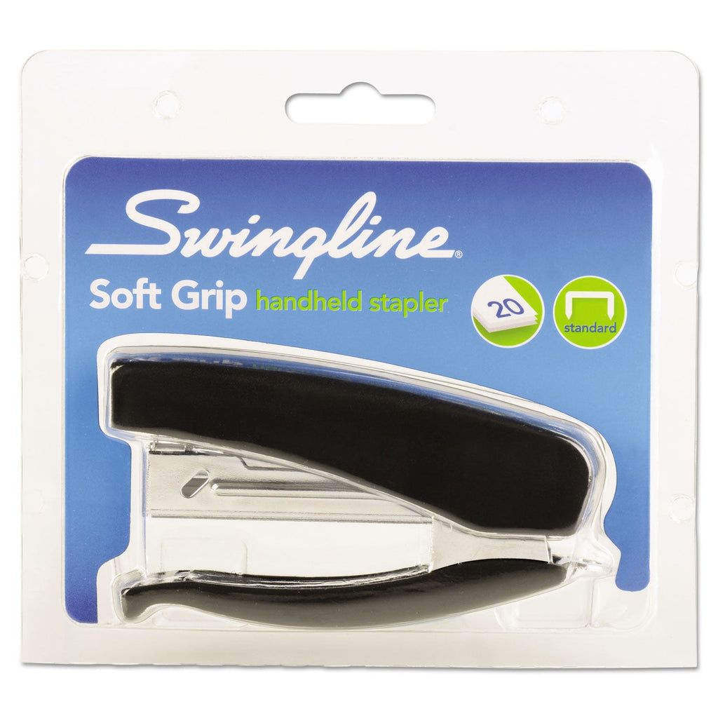 Swingline Soft Grip Half Strip Hand Stapler, 20-Sheet Capacity, Black