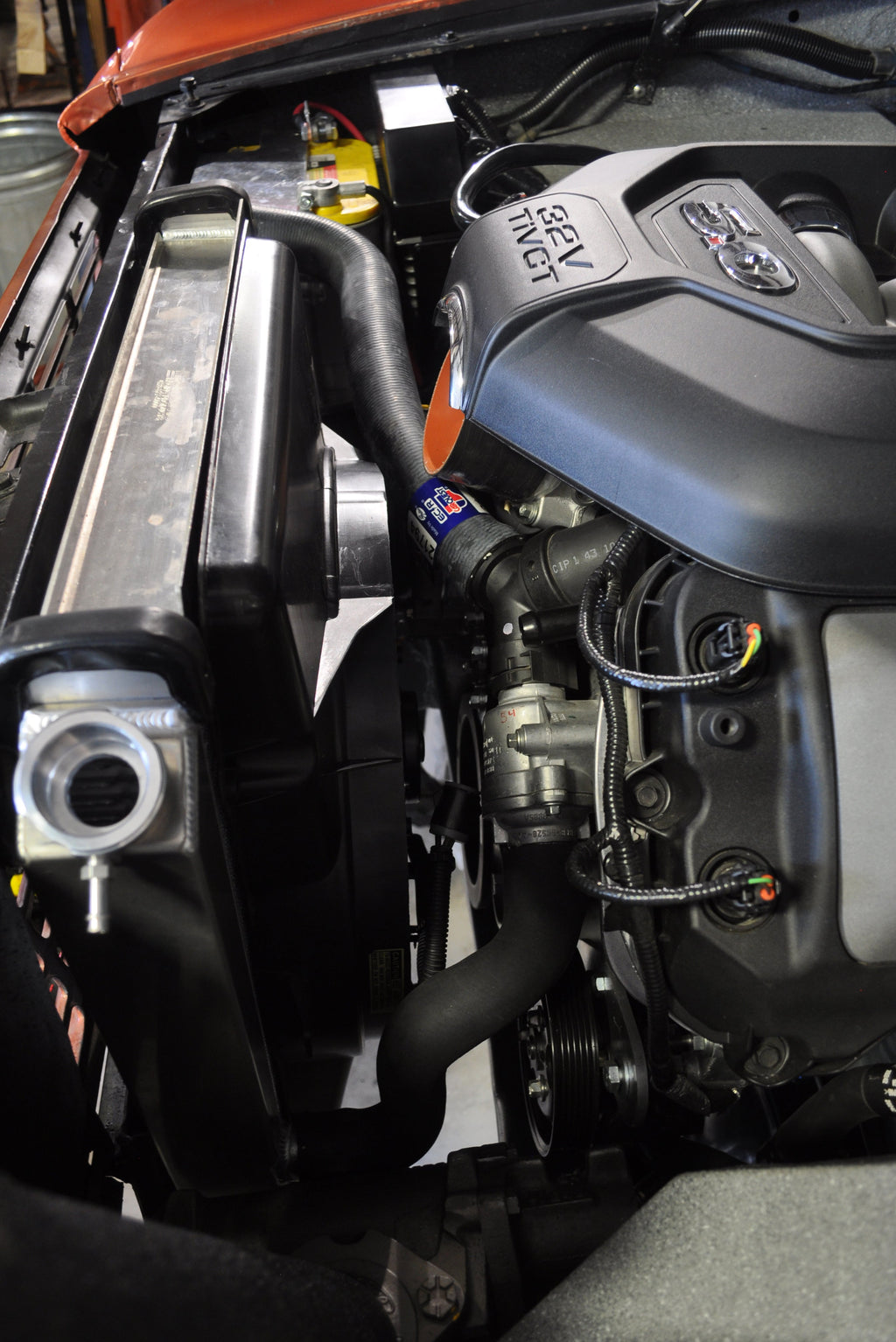 66-77 Bronco and 48-64 F100 Coyote Swap Upper Radiator Hose 5.0L