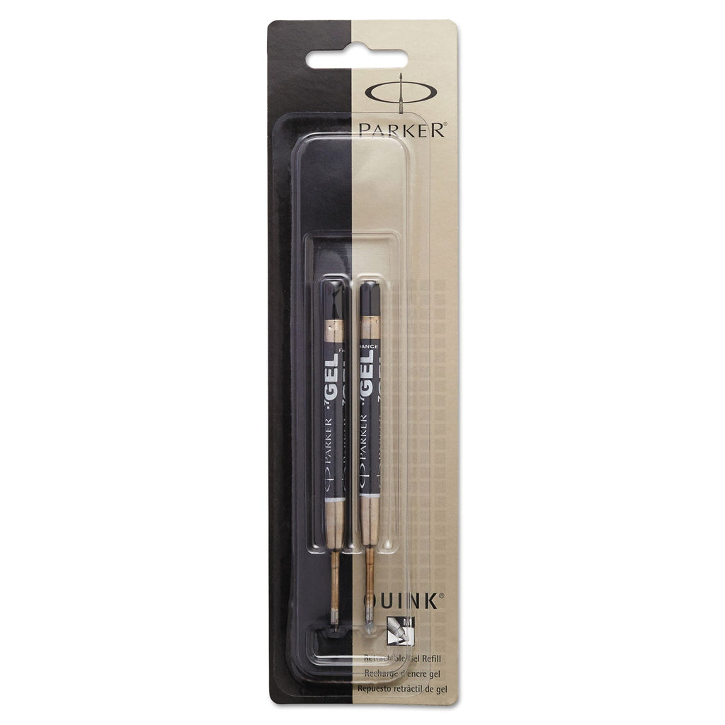 Parker Refill for Parker Retractable Gel Ink Roller Ball Pens, Medium Conical Tip, Black Ink, 2/Pack