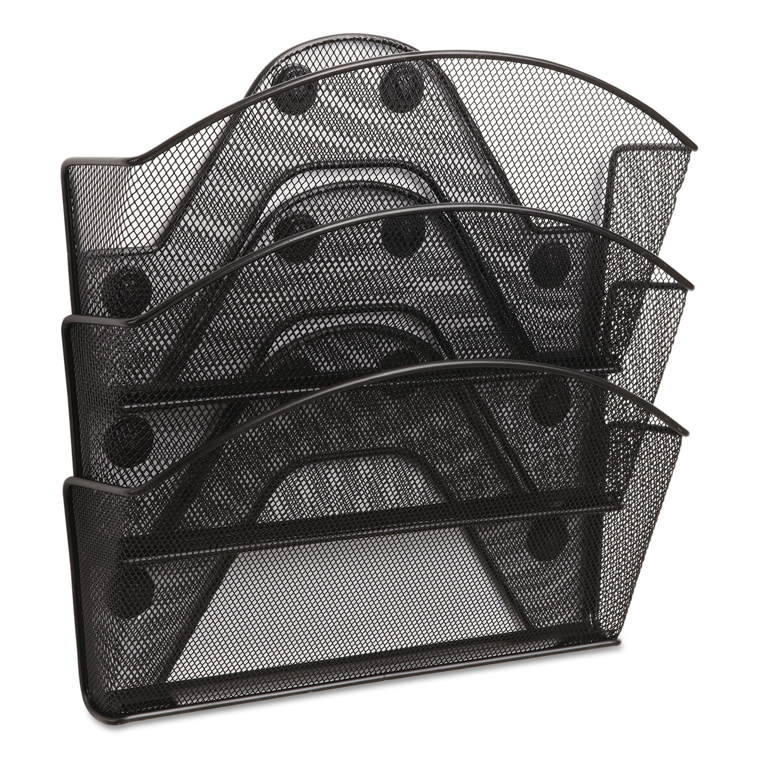 Safco Onyx Magnetic Mesh Panel Accessories, 3 File Pocket, 13 x 4.25 x 13.5. Black