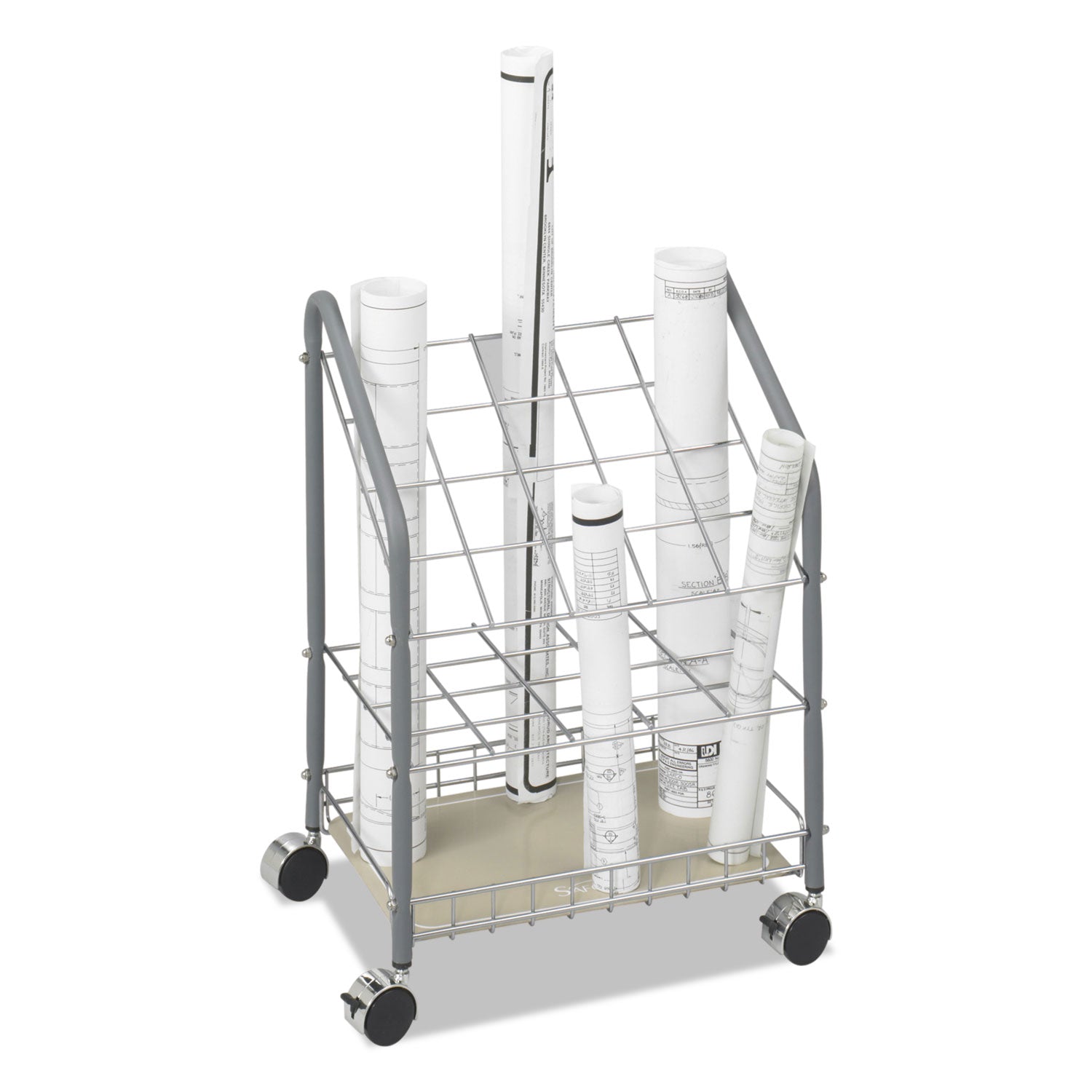 Safco Wire Roll/Files, 20 Compartments, 18w x 12.75d x 24.5h, Gray