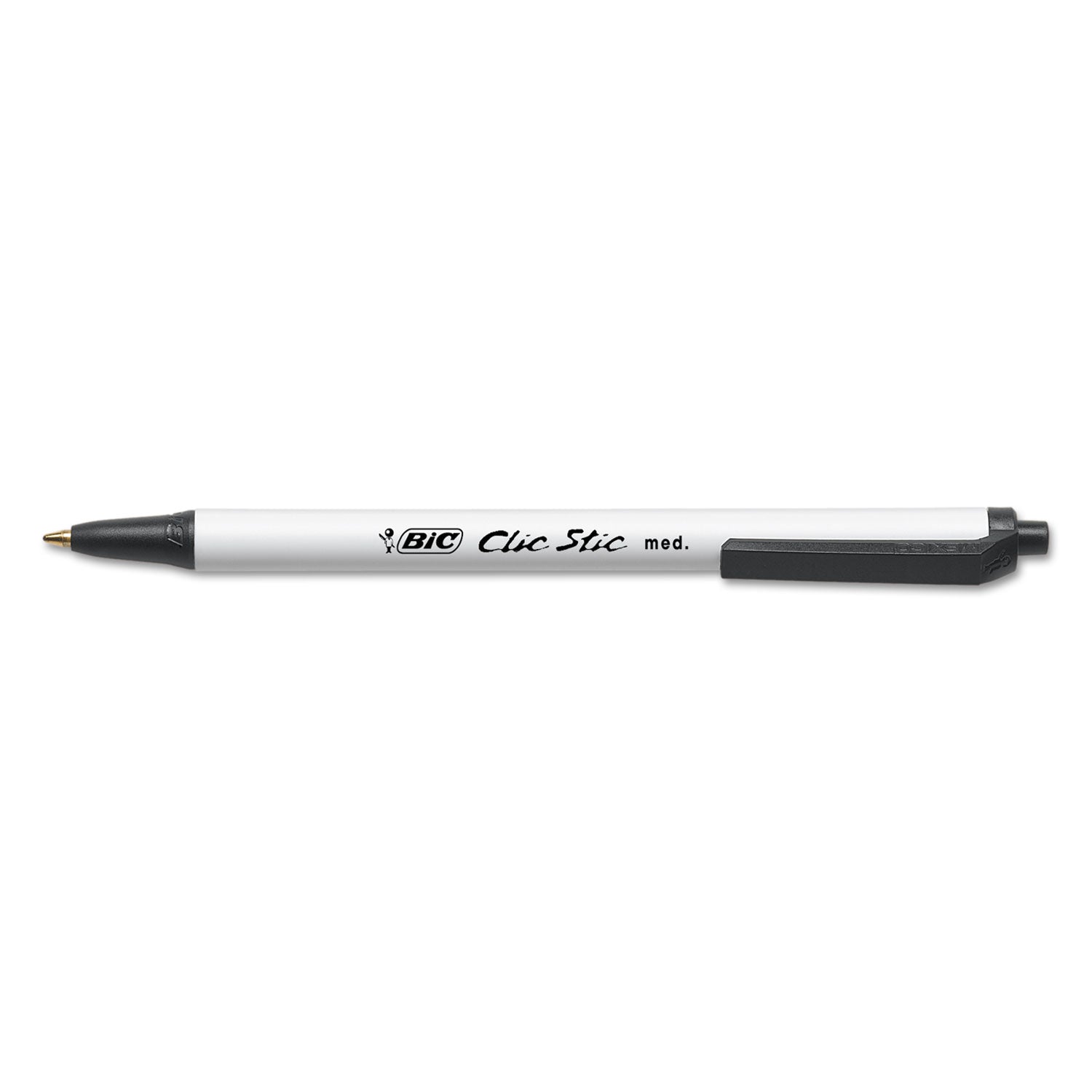 BIC Clic Stic Ballpoint Pen Value Pack, Retractable, Medium 1 mm, Black Ink, White Barrel, 24/Pack
