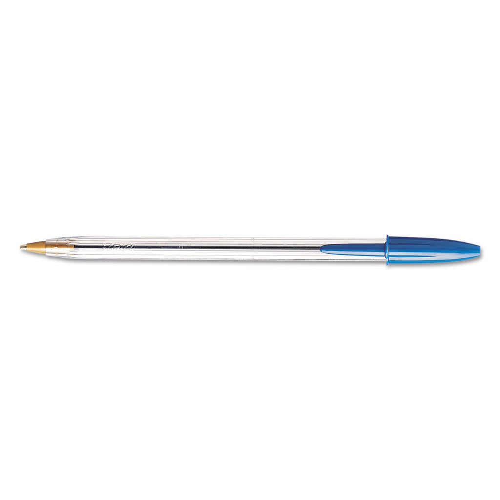 BIC Cristal Xtra Smooth Ballpoint Pen, Stick, Medium 1 mm, Blue Ink, Clear Barrel, Dozen