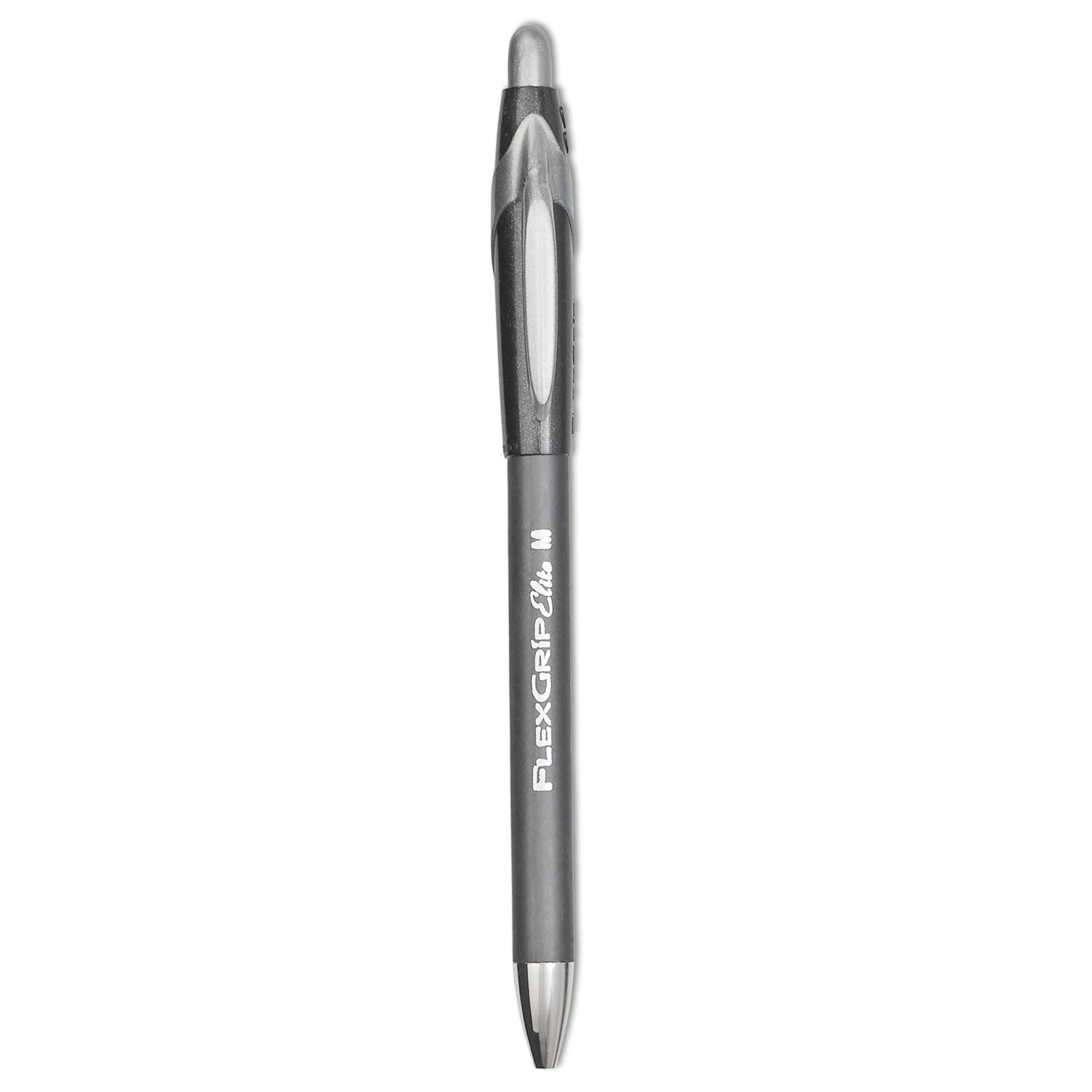 Paper Mate FlexGrip Elite Ballpoint Pen, Retractable, Medium 1 mm, Black Ink, Black Barrel, Dozen