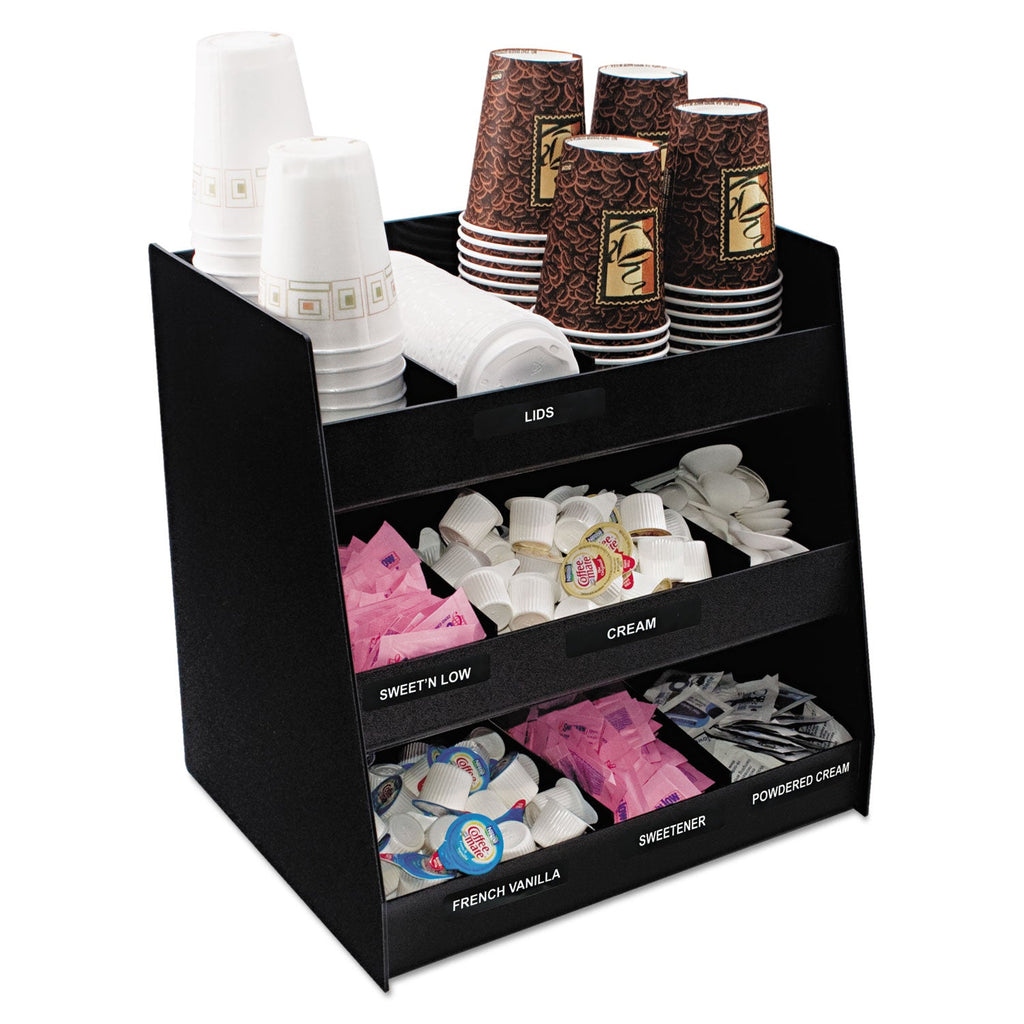Vertiflex Vertical Condiment Organizer, 9 Compartments, 14.5 x 11.75 x 15, Black