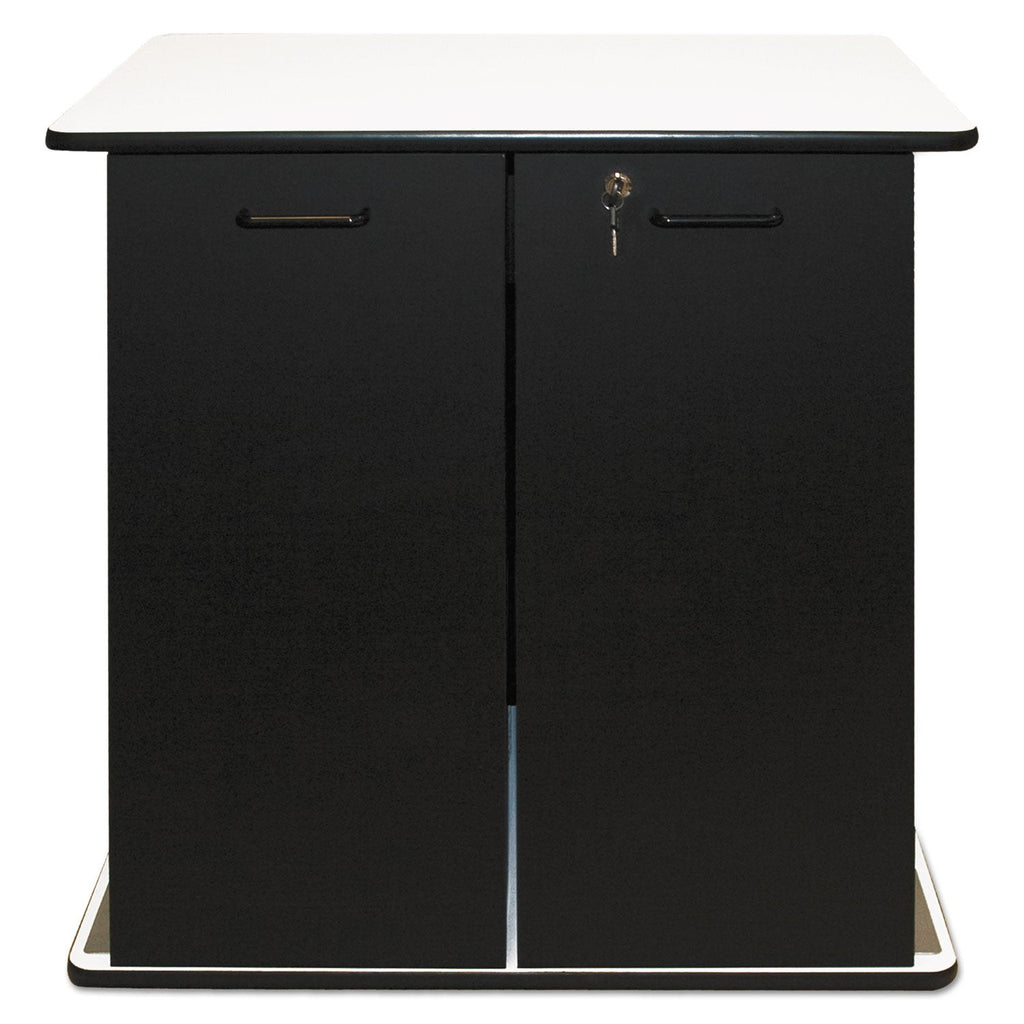 Vertiflex Refreshment Stand, Engineered Wood, 9 Shelves, 29.5" x 21" x 33", White/Black