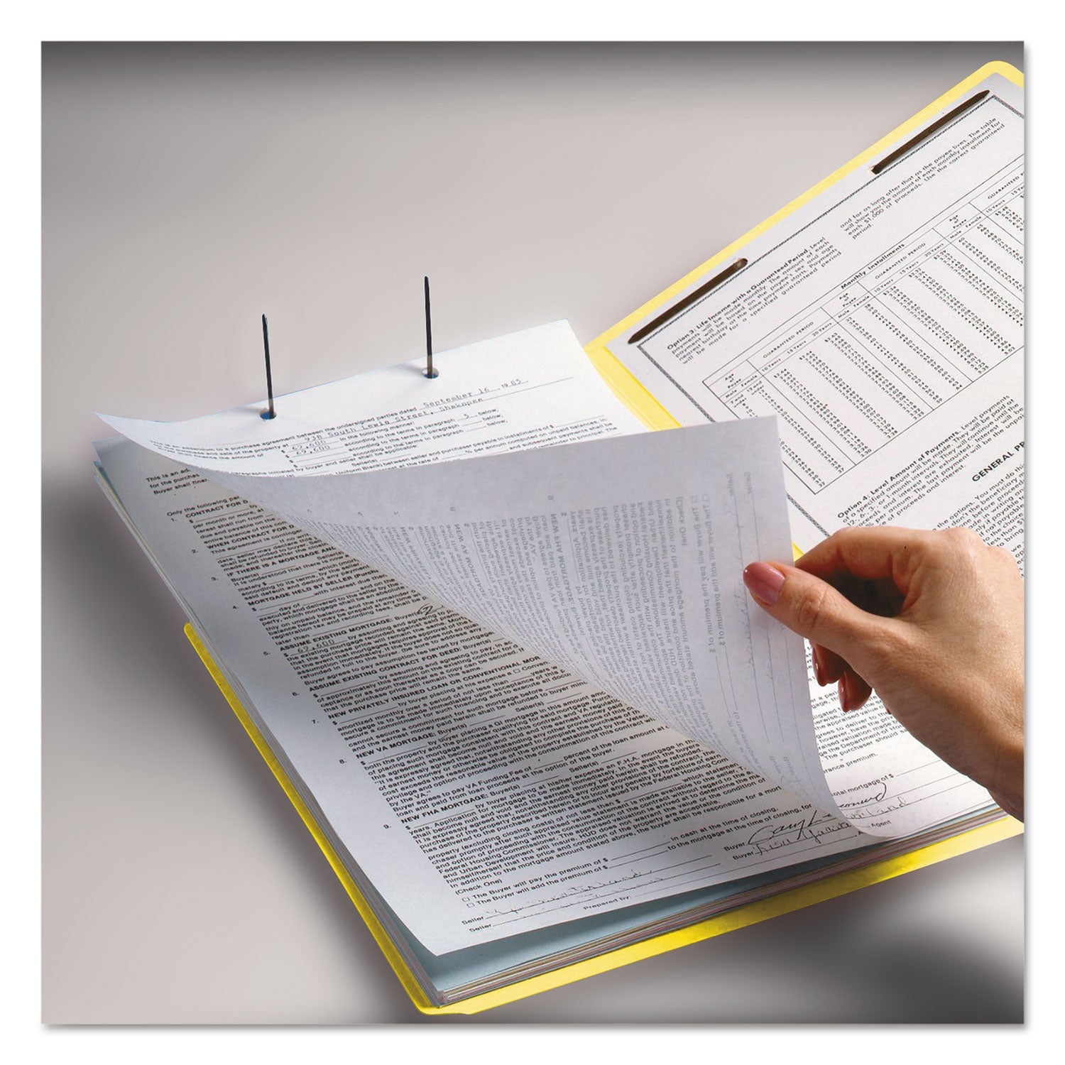 Smead WaterShed CutLess End Tab Fastener Folders, 2 Fasteners, Letter Size, Yellow Exterior, 50/Box