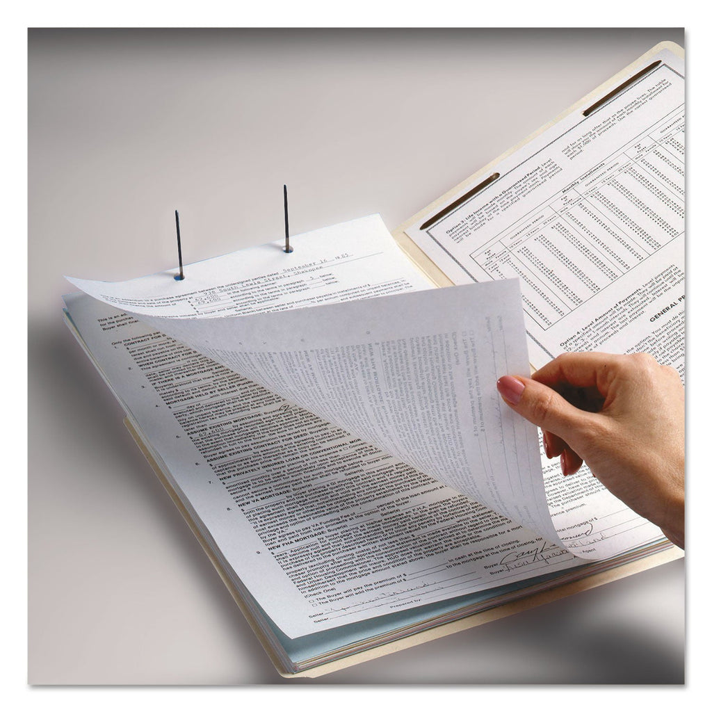 Smead WaterShed CutLess End Tab Fastener Folders, 2 Fasteners, Letter Size, Manila Exterior, 50/Box