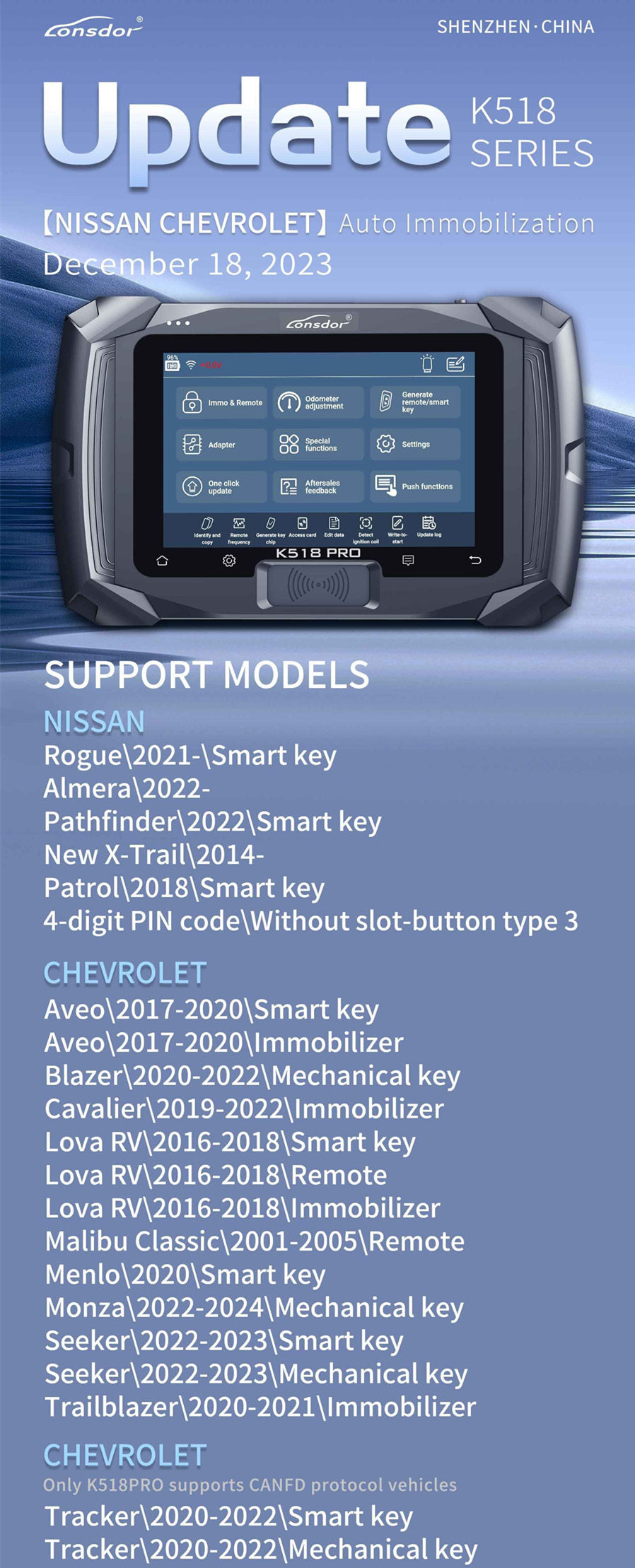 Lonsdor K518 Pro Full Configuration Global Version All In One Key Programmer with 2 Years Free Update Time