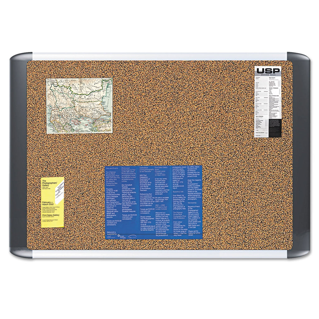 MasterVision Tech Cork Board, 24x36, Silver/Black Frame