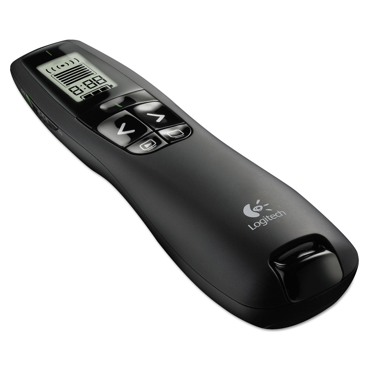 Logitech R800 Wireless Laser Presentation Remote w/LCD Display, Class 2, 100 ft Range, Matte Black