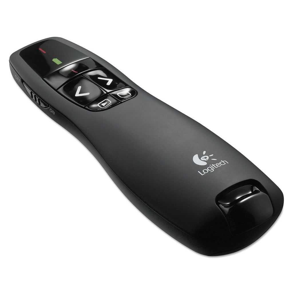 Logitech R400 Wireless Presentation Remote with Laser Pointer, Class 2, 50 ft Range, Matte Black