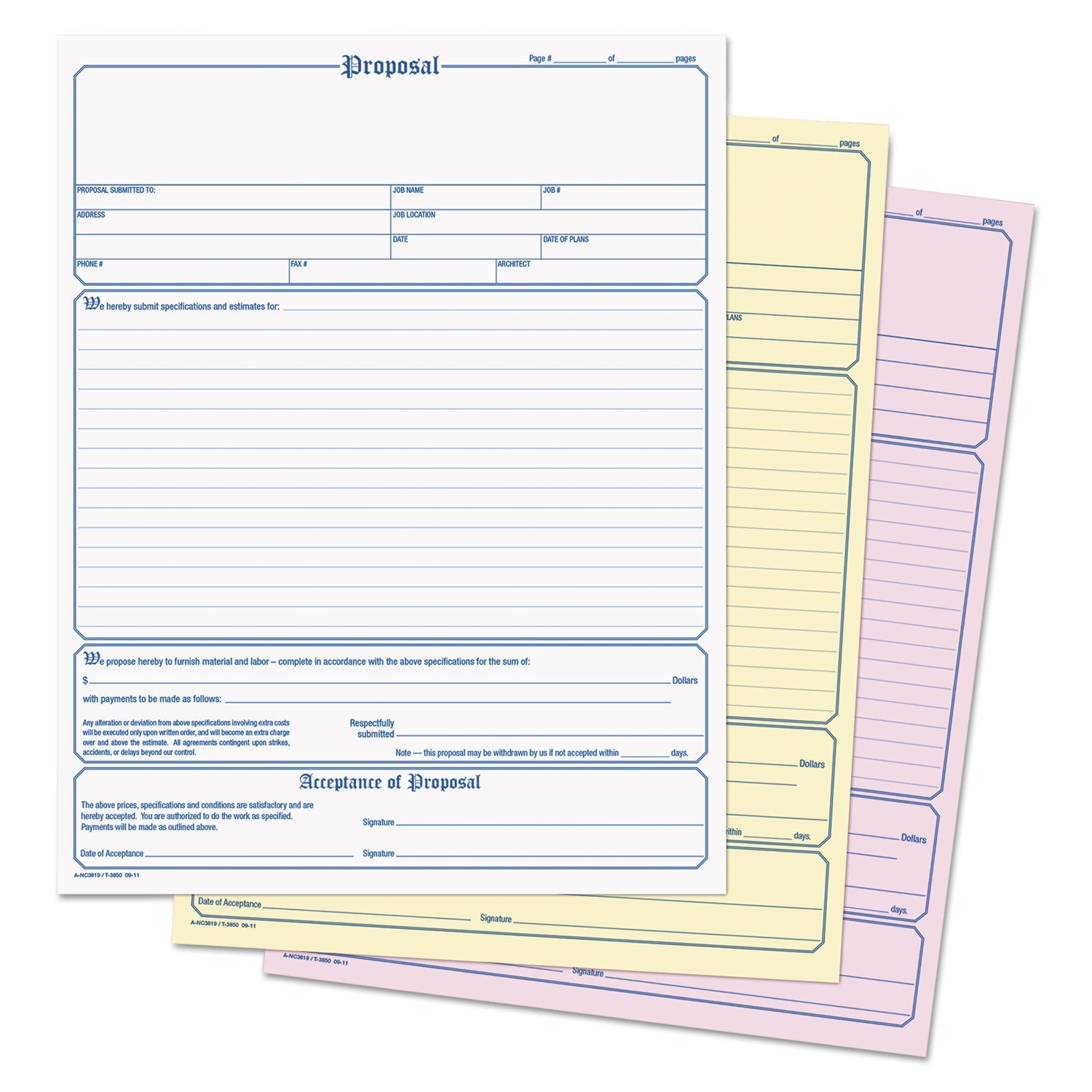 TOPS Proposal Form, Three-Part Carbonless, 8.5 x 11, 1/Page, 50 Forms