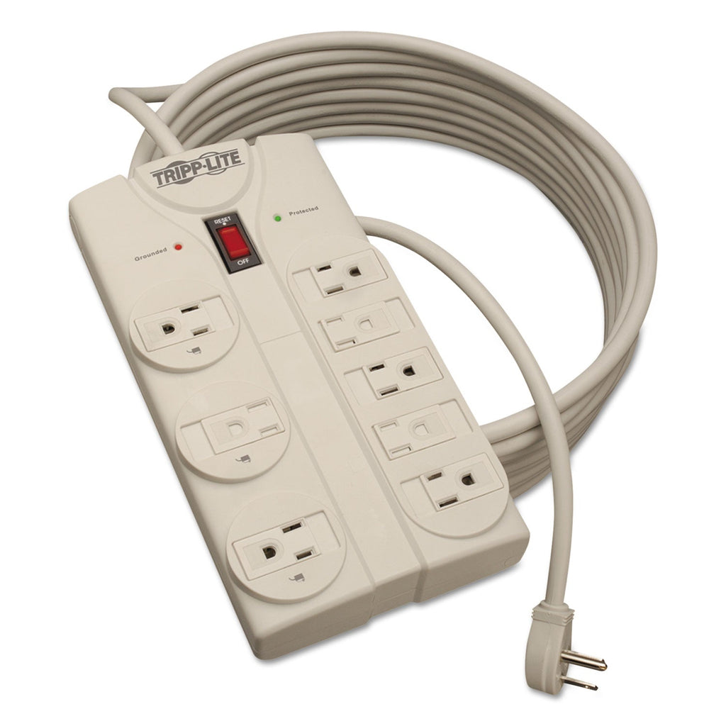 Tripp Lite Protect It! Surge Protector, 8 AC Outlets, 25 ft Cord, 1,440 J, Light Gray