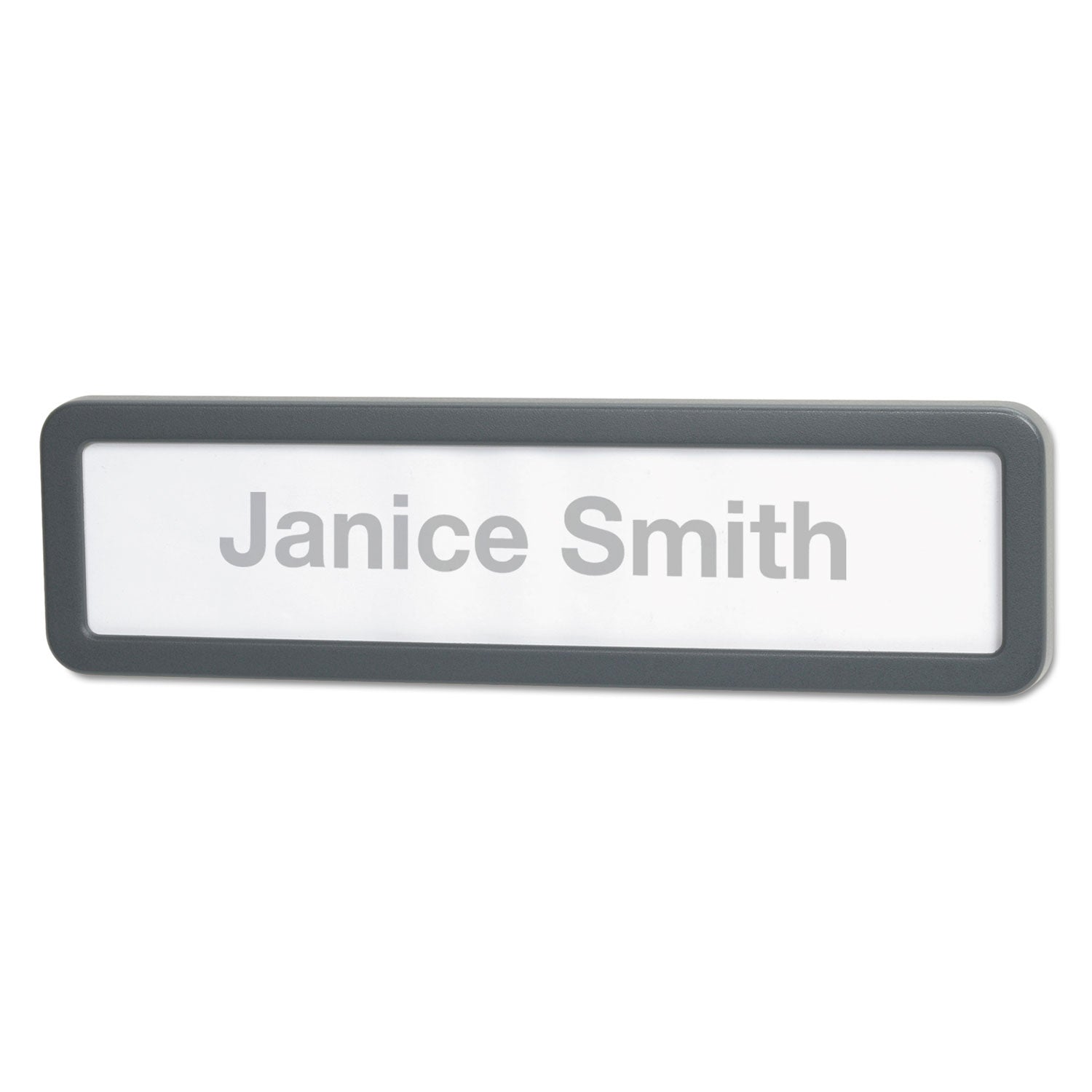 Universal Recycled Cubicle Nameplate with Rounded Corners, 9 x 2.5, Charcoal