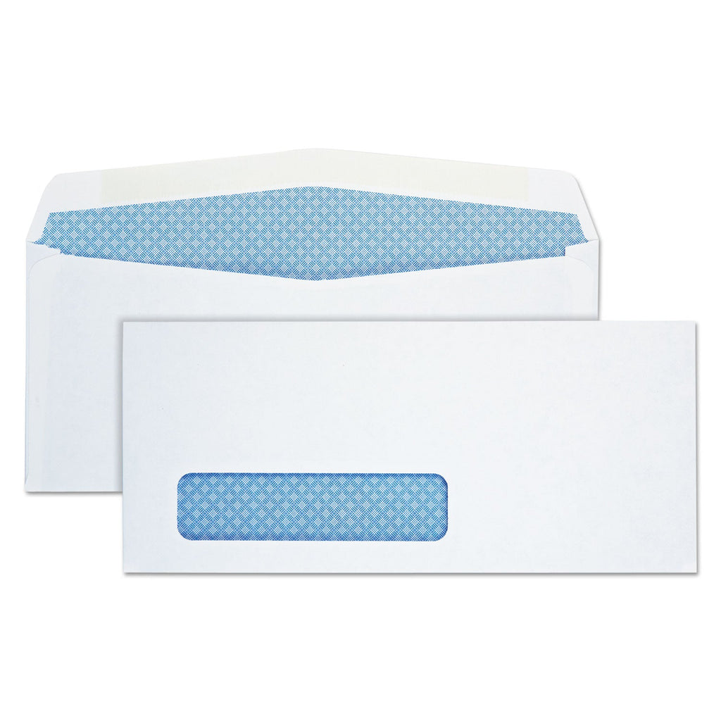 Quality Park Security Tint Window Envelope, #10, Commercial Flap, Gummed Closure, 4.13 x 9.5, White, 500/Box