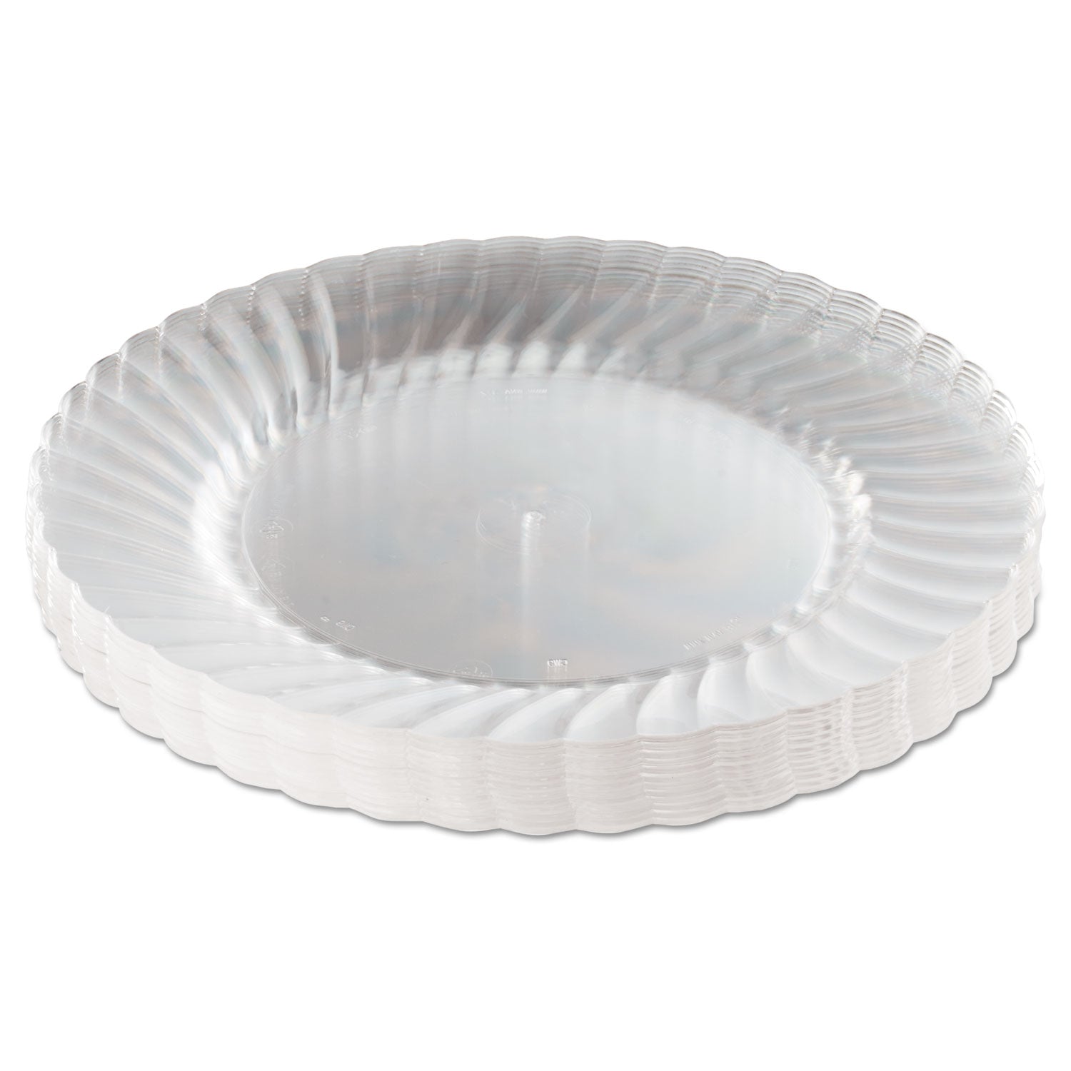 WNA Classicware Plastic Plates, 9" dia, Clear, 12 Plates/Pack