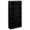 HON Metal Bookcase, Five-Shelf, 34.5w x 12.63w x 71h, Black